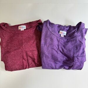 Lularoe Lot Of 2 Carly Dresses-Heathered Cranberry & Heathered Purple Size XXS